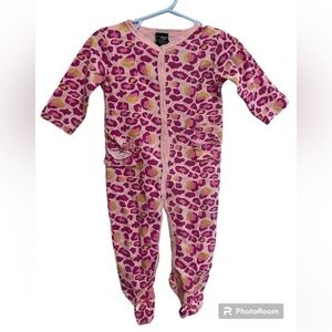 BEBE Baby 3/6 Months Pink Animal Print Sleeper